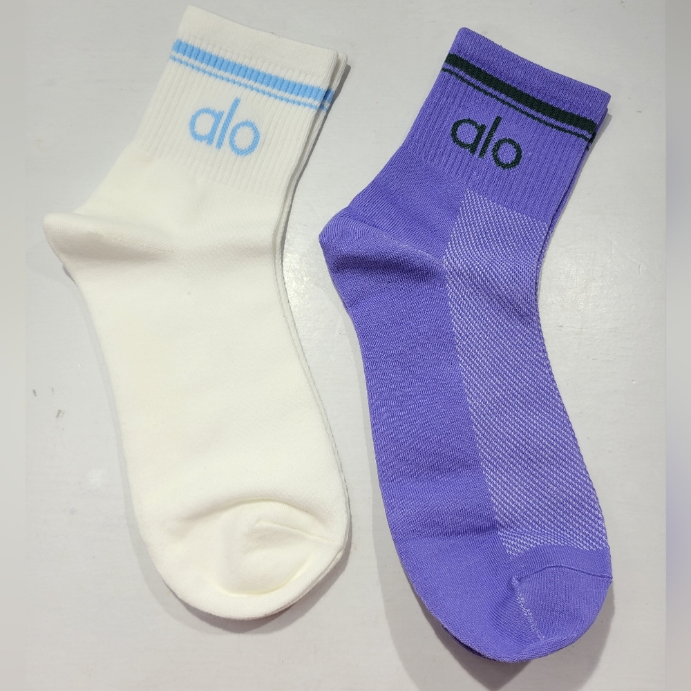 ALO YOGA HALF-CREW THROWBACK SOCK BUNDLE OF 2  SIZE L